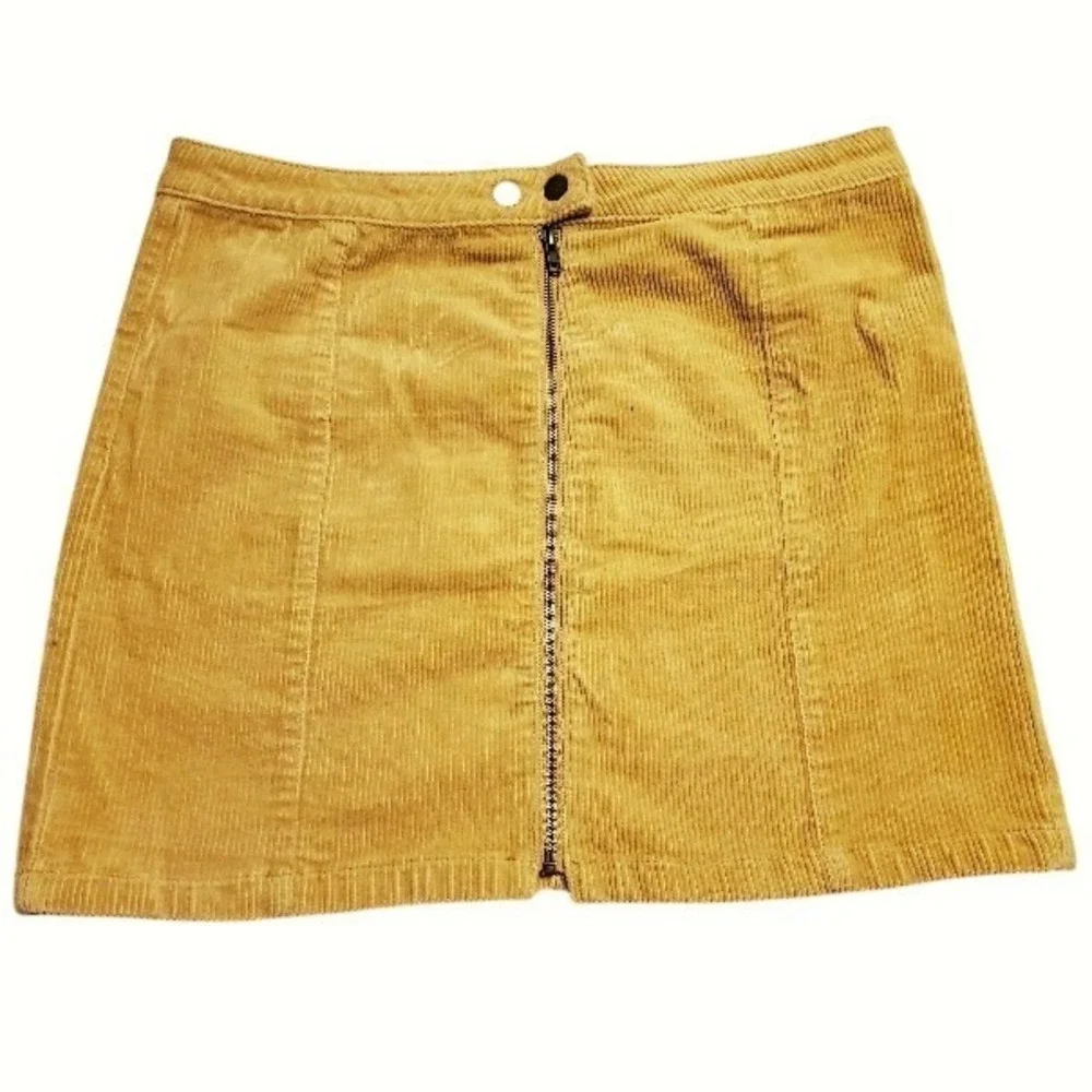 Blue Spice Orange Gold Mustard Yellow Mini Skirt Zipper‎ Corduroy Juniors Sz:13